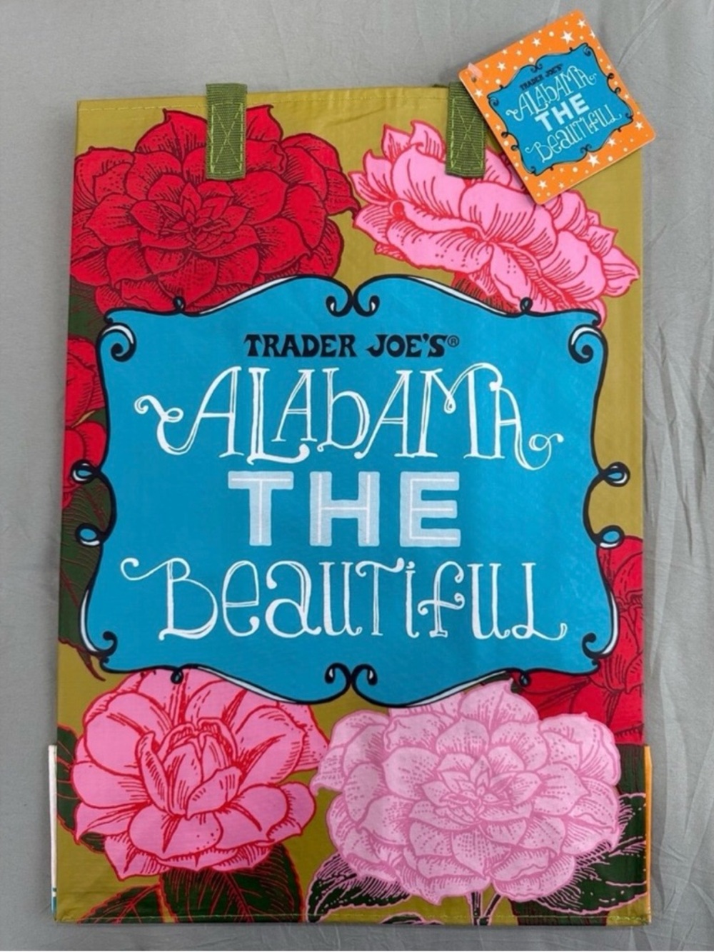 Trader Joe's Alabama Reusable Tote Bag Floral Muscle Shoals Design (2024)